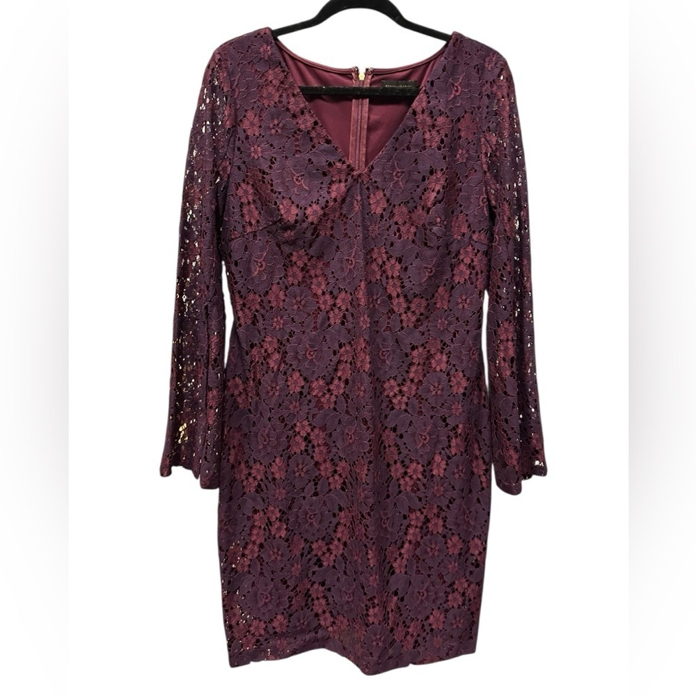 Donna Karan Newyork Elegant Lace Dress with V-Neck size 12